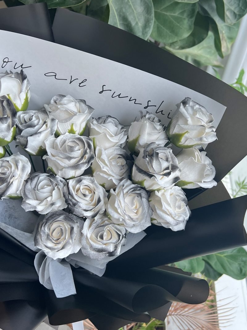 Black & White Soap Roses – alternate view