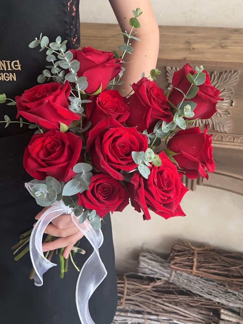 Classic Red Roses Bridal Bouquet – alternate view