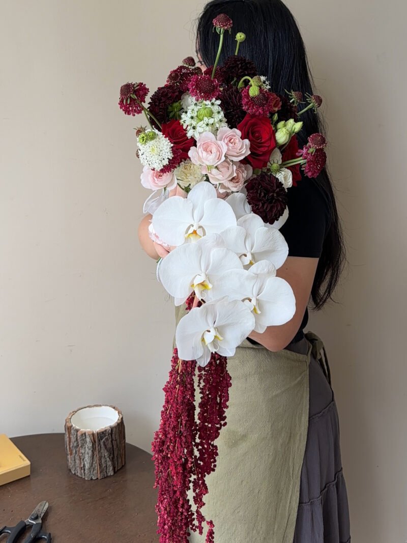 Burgundy Bliss – Cascading Burgundy Bridal Bouquet