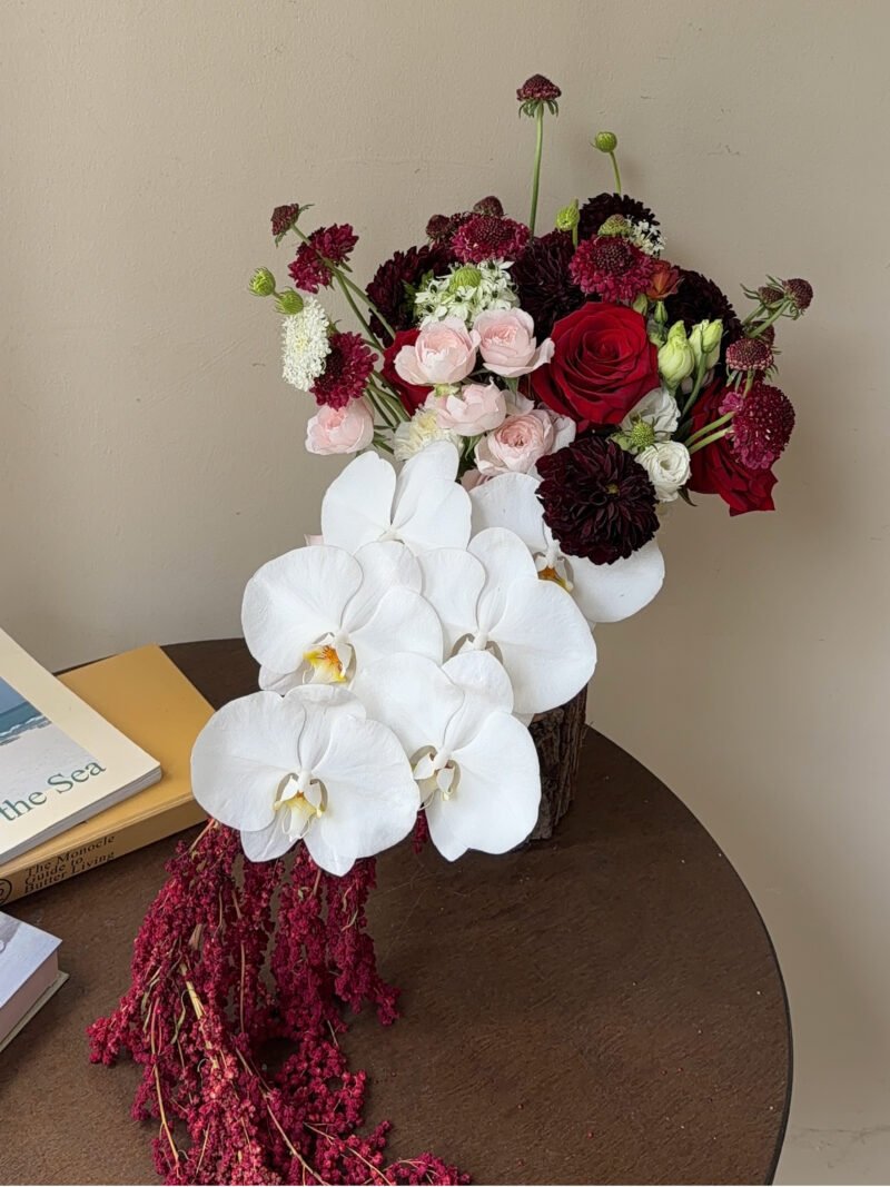 Burgundy Bliss – Cascading Burgundy Bridal Bouquet – alternate view