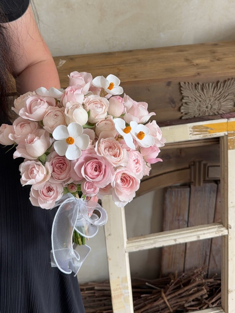 Fairy Kiss – Blush Pink Rose Bridal Bouquet – alternate view