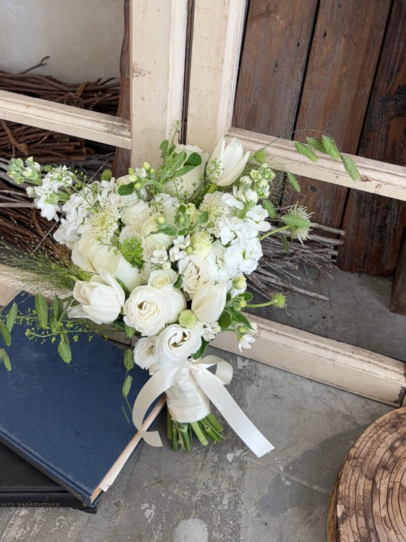 Pure Love – White Garden Style Bridal Bouquet – alternate view