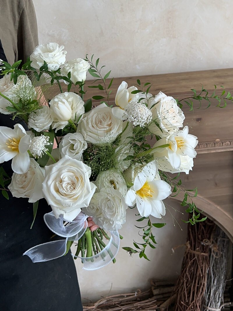 Romance White – Garden Style Bridal Bouquet – alternate view