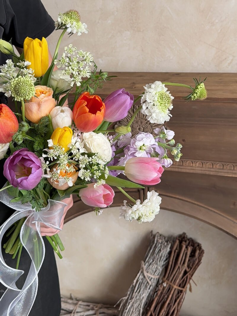 Spring Tulips – Colourful Garden Style Bridal Bouquet – alternate view